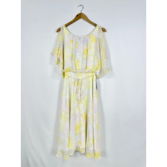 Mod Cloth Women's Flutter of Flattery Midi Dress Small Yellow Garden Girl - Picture 2 of 16